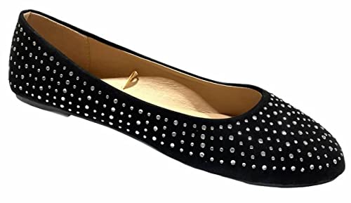 Image of Shoes 18 Womens Faux Suede Rhinestone Ballerina Ballet Flats Shoes