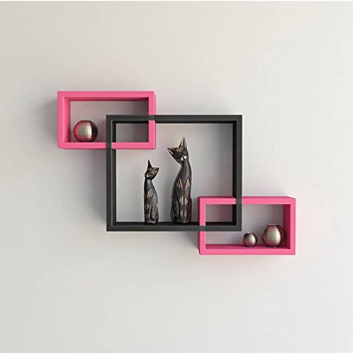 Image of Home Sparkle Mozaic Shelf Engineered Wood (Black & Pink)