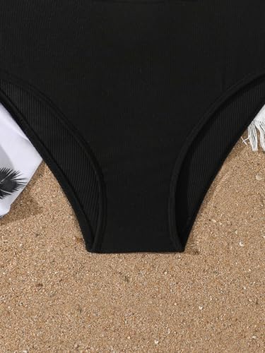 renvena Girls 3 Piece Quickly-Dry Swimsuit Kids Bikini Sets with Printed Cover Up Skirt4