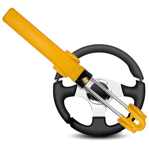 GADLANE Twin Bar Steering Wheel Lock – High Visibility Car Lock Anti-Theft Device, Car Steering Lock Suitable Car Security for Car, Van & Caravan with 2 Keys – Strong Car Lock Steering Wheel (Yellow)