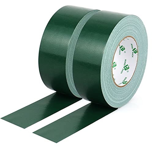 BOMEI PACK Nastro adesivo extra forte verde, nastro telato, 2 Rotoli nastro isolante acqua 50 mm x 50 m, Duct Tape, per Riparazioni, incollaggio, sigillatura