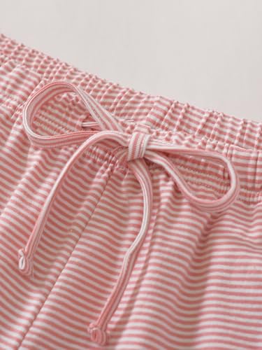 Image of Latuza Women's Petite Cotton Pajama Set Striped Button Down Pjs