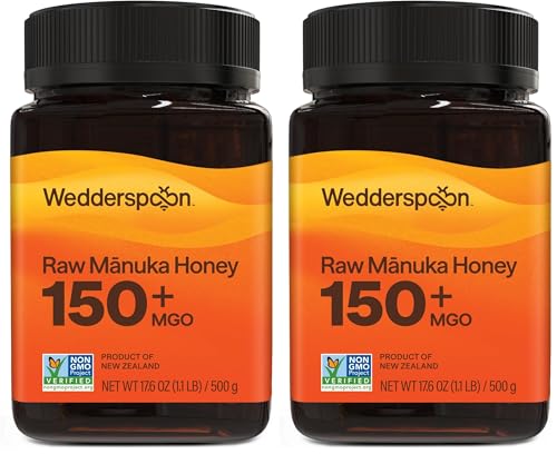 Image of Wedderspoon Raw Premium Manuka Honey,150+ MGO,17.6 Oz,Unpasteurized,Genuine New Zealand Honey,Traceable from Our Hives to Your Home,(Pack of 2)