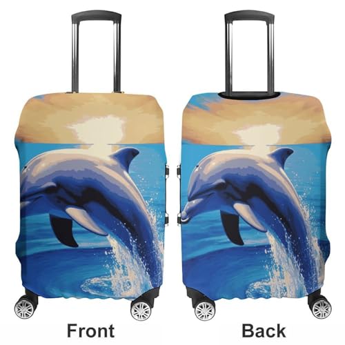 Elegant Dolphin Printed Luggage Cover Protector, Fits 18-32 Inch Luggage3