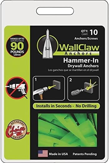 Hammer-In Drywall Anchor With Screws 1/2" 125 Lb, 90 Lb. 4 Pack of 10