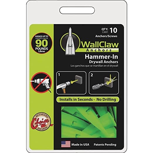 Hammer-In Drywall Anchor With Screws 1/2" 125 Lb, 90 Lb. 3 Pack of 10