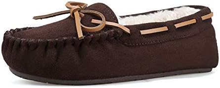 FANTURE Womens Slipper Micro Suede Faux Fur Lined Indoor & Outdoor Moccasins Slip On U418WMT005-coffee01-41