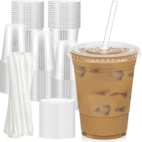 Dealusy 100 Pack Clear Plastic Cups Cover