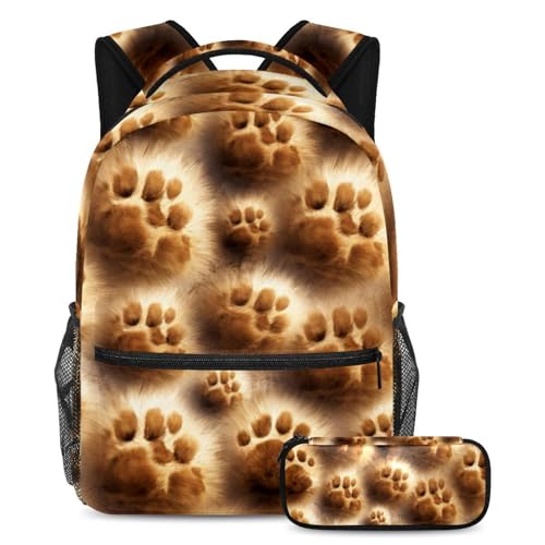 Cartable empreintes de pattes grand sac à dos avec trousse pour ne plus perdre ses crayons