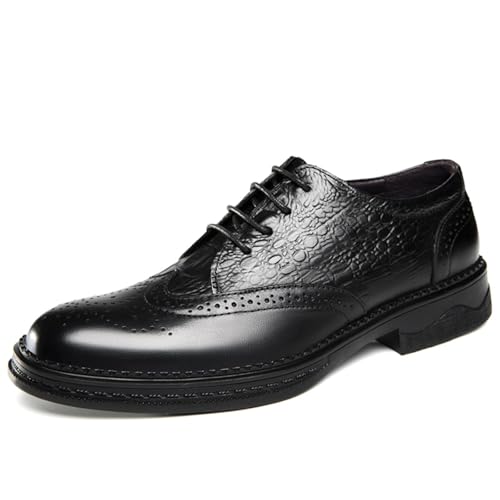Men's Cowhide Leather Perforated Lace - up Oxfords Brogue Wingtip Shoes for Men