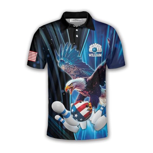 Custom Bowling Shirts for Men, Bowling Jerseys Unisex Polo Animals Wolf Bear Eagle, Sizes S - 5XL3