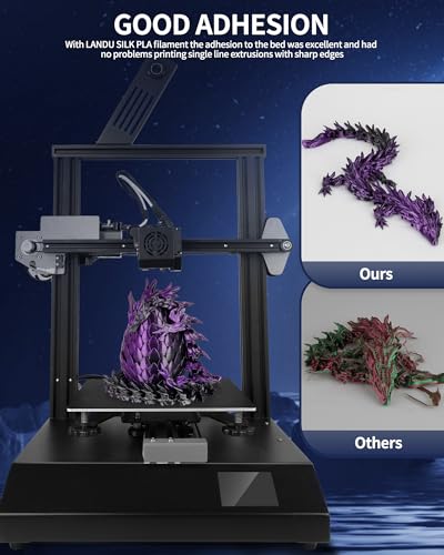 Image of LANDU Silk Dual Color PLA Filament 1.75mm 1KG, 3D Printer Filament Dimensional Accuracy + /- 0.02mm, Coextrusion Filament PLA Shiny Filament Fits for Most FFF 3D Printers,1KG Spool,Black Purple