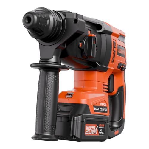 VEVOR 1" SDS-Plus Rotary Hammer Drill, 20V Brushless Cordless SDS Hammer Drills, 4.0Ah Lithium-Ion Battery Powered,3.0A Fast Charger, 4 Modes,Rotomartillo for Concrete,1200 RPM, 5300 BPM thumbnail 9