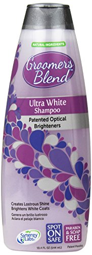 Groomer's Blend Ultra White Pet Shampoo w/Patented Optical Brighteners, 18.4 fl. oz. — Brings Out Pet's Natural Coat Color Without Harmful Chemicals — Gentle Coat Cleaner and Detangler