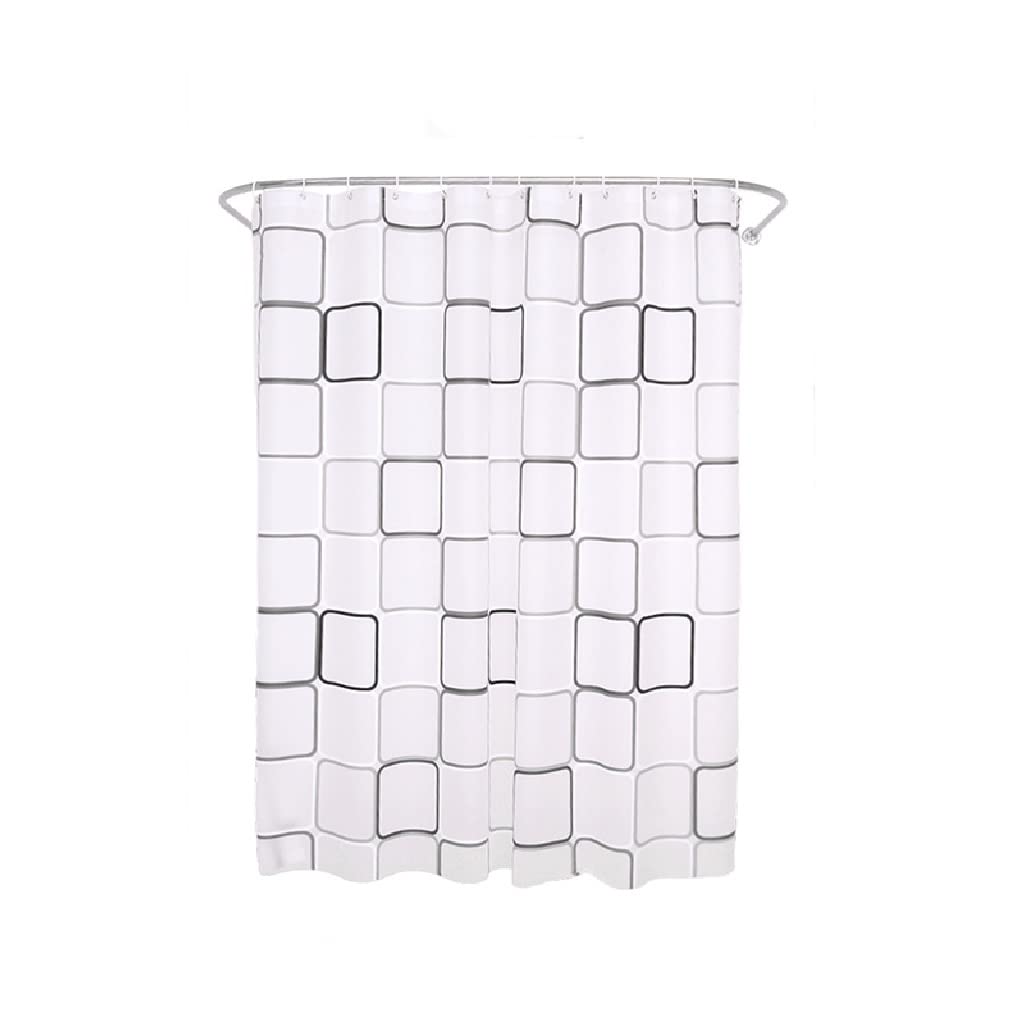 MOBYGKFY Square Lattice Shower Curtain with Hook Bathroom Partition Washable