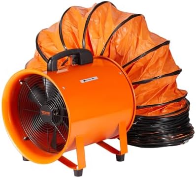 VEVOR Bauventilator 145-W-AC-Motor Baugebläse 2900 U/min Baulüfter Gebläse 1020 CFM (1733 m3/h) Axiallüfter mit 10 m Schlauch Axialgebläse 79 dB Geräuschpegel Industrielüfter