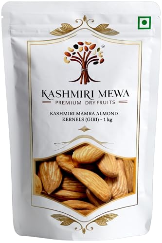 Image of Kashmiri Mewa Kashmiri Mamra Almonds 1kg - Original Kagzi Badam, Crunchy, High Oil Content, Naturally Grown, Raw Organic Nut, Premium Best Fresh Dry Fruits, Healthy Daily Nutrition
