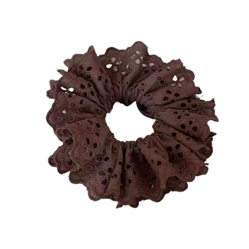 Scrunchies para Pelo 10 Uds. De coleteros de encaje for mujer, bandas elásticas for el cabello, coleteros, corbatas, aro for el cabello de Color sólido, bandas de goma for el cabello for mujer(Dark br