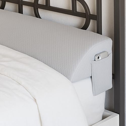 Harvey Joe (ハーヴェイ・ジョー) ベッドギャップフィラー 大きなサイドポケット付き ベッドウェッジピロー 隙間フィラー キングサイズ ヘッドボードピローフォーム ロングウェッジピロー キングサイズ グレー