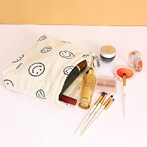 LYDZTION-Smiley-Face-Makeup-Bag-Cosmetic-Bag-for-WomenLarge-Capacity-Canvas-Makeup-Bags-Travel-Toiletry-Bag-Accessories-Organizer