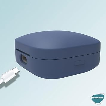 Microsonic Xiaomi Redmi Buds 6 Active Kılıf Askılı Mat Silikon Lacivert [Redmi Buds 6 Active ile Uyumlu Kılıf - Lacivert]