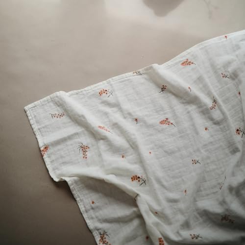 Image of mushie Muslin Baby Swaddle Blanket | 100% Organic Cotton (Flowers)