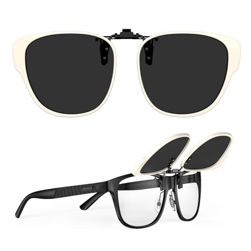 Image of Goiteia Oversized Polarized Clip on Sunglasses over Prescription Glasses for Women Men-Round Frame,UV400Protection