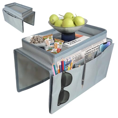 xiruiubao Suporte de braços sofá, bandeja para apoio de braços sofá, tecido Oxford organizador comandos sofá para livros, revistas, telemóveis, comandos à distância, aperitivos, óculos, bebidas