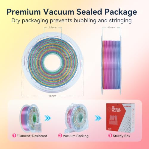 Image of kingroon Rainbow PLA Filament 1.75mm, 1kg Spool (2.2lbs), Fast Color Change Pastel Silk PLA 3D Printer Filament, Dreamy Multicolor Filament + /- 0.02mm, Fit Most 3D Printers(Rainbow)