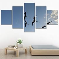 SIGNWIN 5 Panel Canvas Wall Art Birds Farmhouse/Country Group Group Multicolor Photography Realism Relax/Calm Warm for Home Decorations Ready to Hang - 60