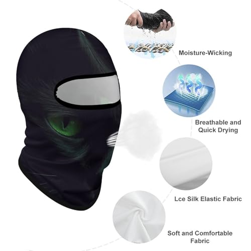 Balaclava para Hombre Máscara de Esquí Negra con Ojos de Gato Verde para Invierno y Ciclismo miniatura 3