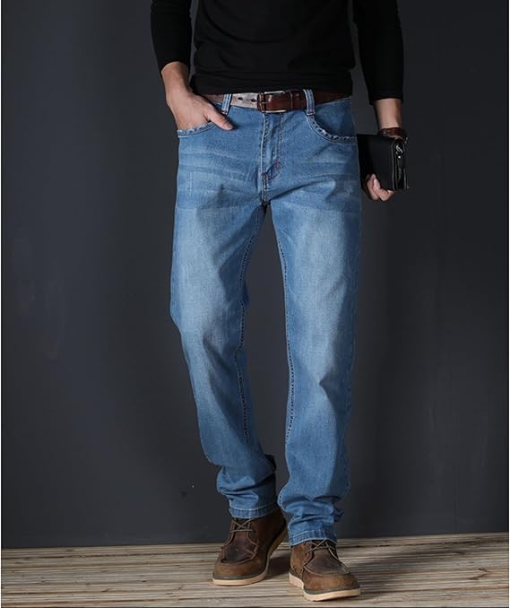 Maiyifu-GJ Mens Casual Straight Leg Jeans Pants Slim Fit Stretch Denim Pants Elastic Waist Fashion Jeans Trousers with Pocket3