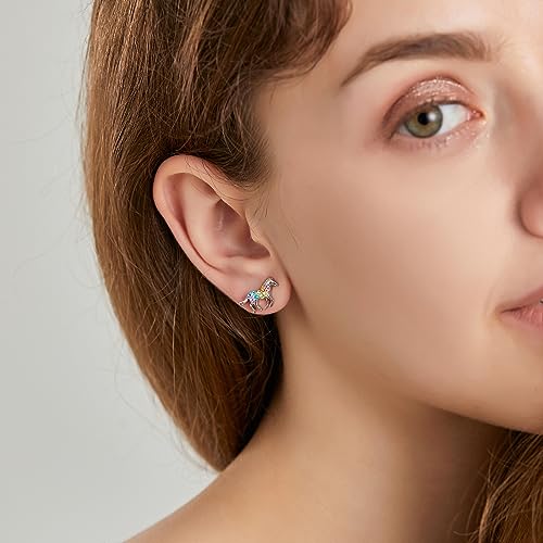Dinosaur Horse Stud Earrings for Women,Animal Elephant Fox Butterfly Mermaid Hummingbird Penguin Earrings Jewelry2