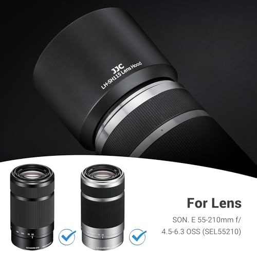 Image of JJC ALC-SH115 Lens Hood for Sony E 55-210mm f /4.5-6.3 OSS SEL55210 Lens | Bayonet, Reversible Design, Replaces Sony ALC-SH115 Lens Hood, Allows to Attach 49mm Filter & Sony Lens Cap, No Vignetting