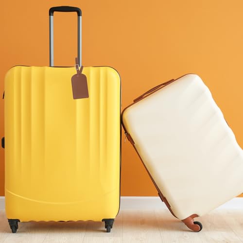 PATIKIL Luggage Tags for Suitcases, 3 Pack Premium PU Leather Baggage Tags Privacy Protection Luggage Identifier Travel Bag Labels, Brown4