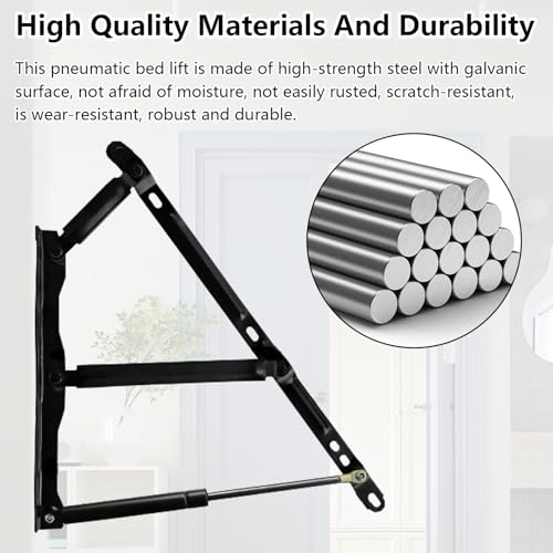 2 Stk. Gasdruckfeder, Gasdruckdämpfer 900N/PC Pneumatische Bett Hebemechanismus, Hebescharniere 92KG Gasdruckfeder Gasfederschrank Scharniere für schwere Bettkästen