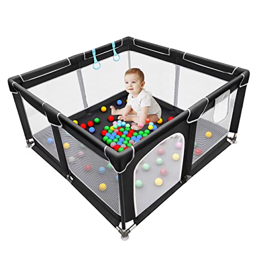 Image of LIAMST Baby playpen,playpen for Babies (50x50inch, Black)