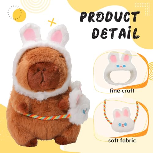 Image of Capybara Plush with Clothes & Accessories,Christmas Stuffed Animals, 10.2 in Cute Capybara Stuffed Animal Plush Toys,Birthday Gifts&Dress Up Cute Plushies for Boys /Girls (bunney)