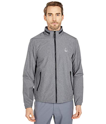 Original Penguin Men's Sticker Pete Long Sleeve Windbreaker Jacket, Dk Charcoal Heather, X Large