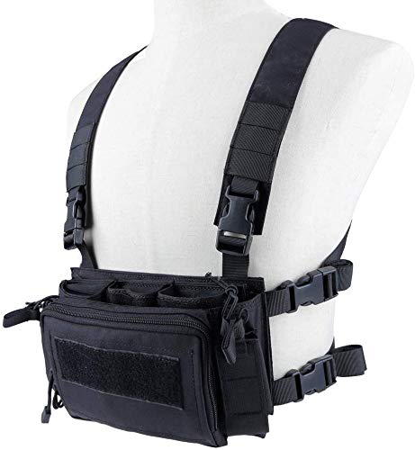 Tactical Chest Rack, Airsoft Assault Box rig Military Vest, with Molle Flatpack Backpack