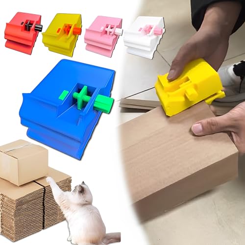 段ボールカッター 猫 爪研ぎ ダンボールカッター 厚さ調節可能(3-5cm) 3Dプリント段ボール切断機 刃付き 猫の爪とぎ用 DIY 自作ツール 猫のおもちゃ 安全 頑丈 自家製 ペット用品 (ブルー)