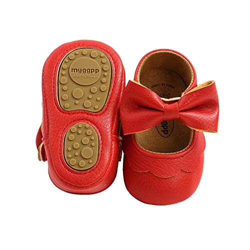 TMEOG Chausson Bebe Naissance,Chaussures Cuir Souple et Confortable pour Bebe Fille,Chausson Enfant Semelles en Caoutchouc Antidérapantes 0-18 Mois Cover