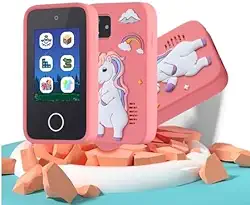 Celular Infantil Educativo com Tela Touch, Câmera, Jogos, Música e Vídeos, Rosa