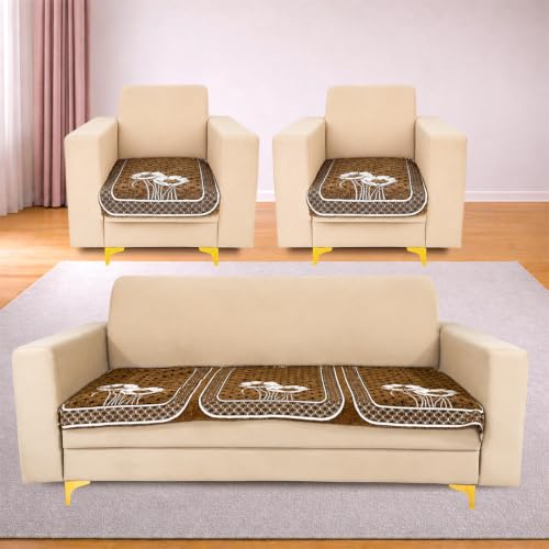 Image of Homerz Premium Chenille Fabric Sofa Cover | Soft, Durable & Dustproof | Decorative Couch Cover (Florida Chocolate, 5 (3+1+1) Seater, Only Seat Cover)