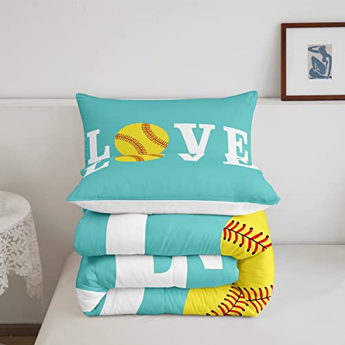 Image of Feelyou Softball Bedding Set Twin Size for Kids Boys Girls 3Pcs