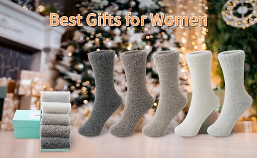 Image of SISOSOCK 5 Pairs Fuzzy Soft Cozy Comfortable Socks for Women, Casual Sleep Comfy Socks, Perfect Warm Winter Gifts for Women