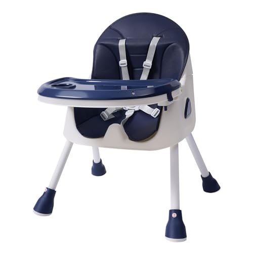 Trona 2 en 1 para bebé con reposapiés, trona ajustable y plegable con bandeja extraíble, para niños y niñas a partir de 6 meses, segura y ahorra espacio