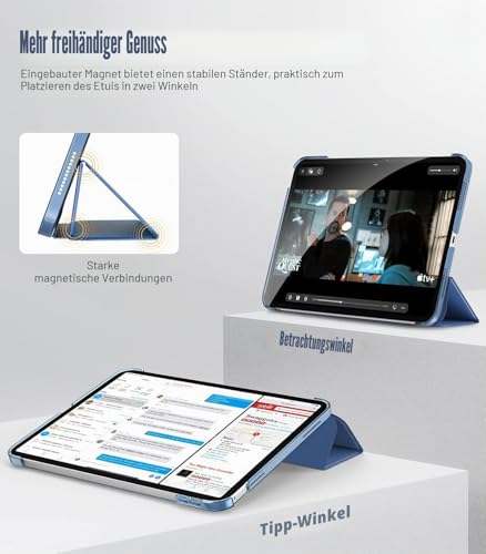 TiMOVO Case for iPad (A16) 11th Generation 11 Inch 2025/iPad 10th Generation 10.9 Inch 2022, Slim Stand Cover with Hard Translucent Back, Support Touch ID, Auto Wake/Sleep, Abyss Blue