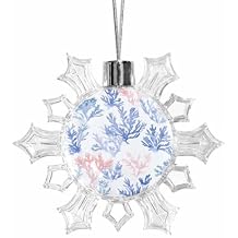 Blue Pink Coral Decorations Indoor Outdoor for Home Office Classroom, Summer Coastal Beach Ocean Hanging Snowflake Ornaments Halloween Thanksgiving Xmas Tree Party Decor