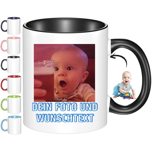Personalisierte Tasse mit Foto, Customisable Mug w/Picture, Text, Name - Personalized Gifts for Mom, Boyfriend, Girlfriend, Best Friend, Christmas Gifts,Party Favors Mug,bis 330ml-Schwarz